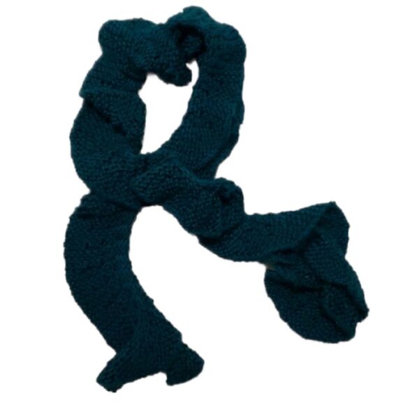 Hand Knitted blue/green  Frilly scarf - Picture 1 of 1